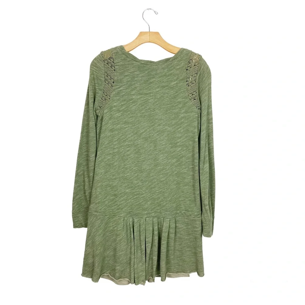 FP Beach Free People Light Green Knit Drop Waist Crochet Trim Dress Small